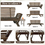 Acacia Wood Expandable Daybed with Cushions 3-Position Adjustable for 3 People