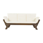 Acacia Wood Expandable Daybed with Cushions 3-Position Adjustable for 3 People