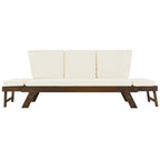 Acacia Wood Expandable Daybed with Cushions 3-Position Adjustable for 3 People