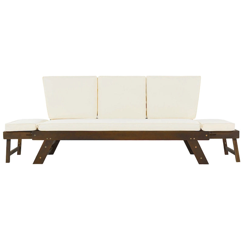 Acacia Wood Expandable Daybed with Cushions 3-Position Adjustable for 3 People