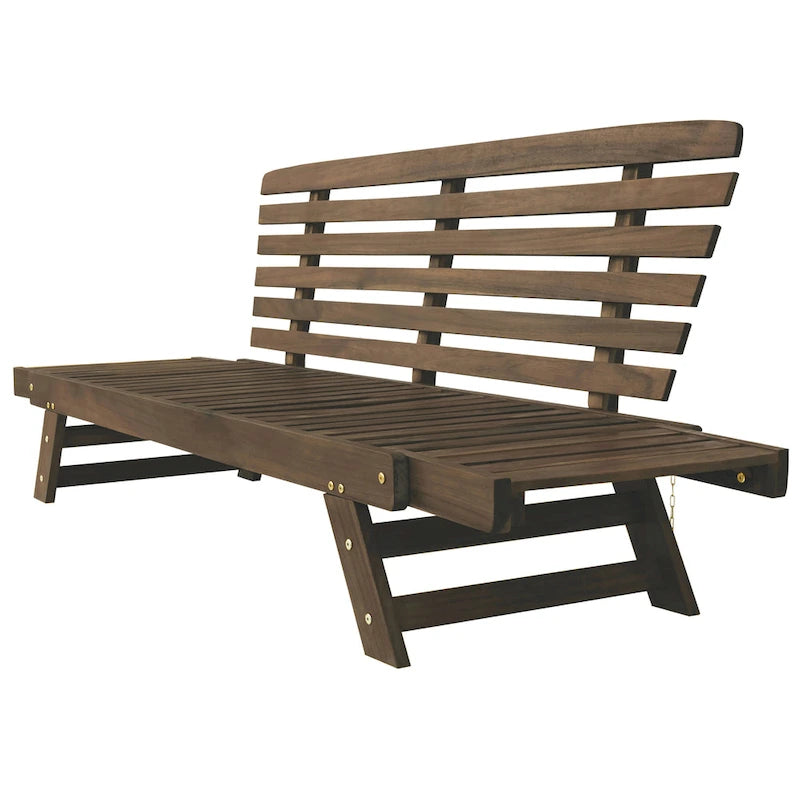 Acacia Wood Expandable Daybed with Cushions 3-Position Adjustable for 3 People
