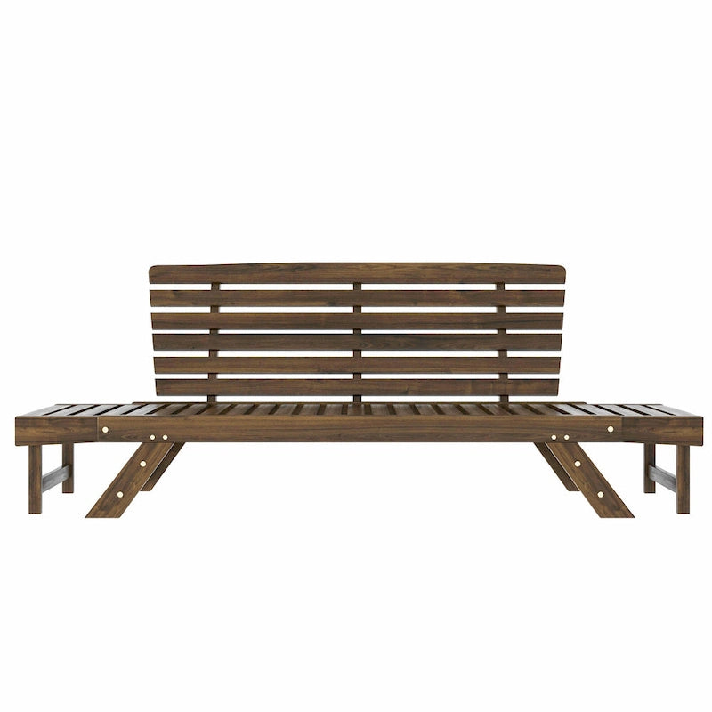 Acacia Wood Expandable Daybed with Cushions 3-Position Adjustable for 3 People