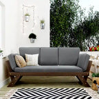 Acacia Wood Expandable Daybed with Cushions 3-Position Adjustable for 3 People