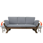 Acacia Wood Expandable Daybed with Cushions 3-Position Adjustable for 3 People