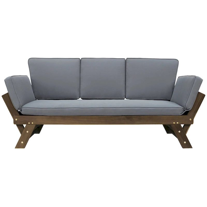 Acacia Wood Expandable Daybed with Cushions 3-Position Adjustable for 3 People