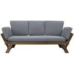 Acacia Wood Expandable Daybed with Cushions 3-Position Adjustable for 3 People