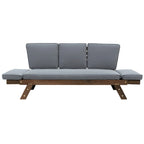 Acacia Wood Expandable Daybed with Cushions 3-Position Adjustable for 3 People