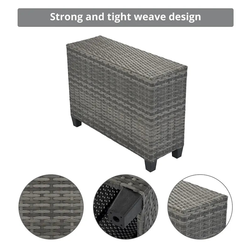 8-Piece PE Wicker Curved Sectional Set Half-Moon Shape with Tables