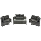 8-Piece PE Wicker Curved Sectional Set Half-Moon Shape with Tables