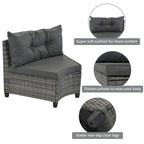 8-Piece PE Wicker Curved Sectional Set Half-Moon Shape with Tables