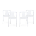 4-Piece Stackable Polypropylene Dining Chair Set Weather-Resistant