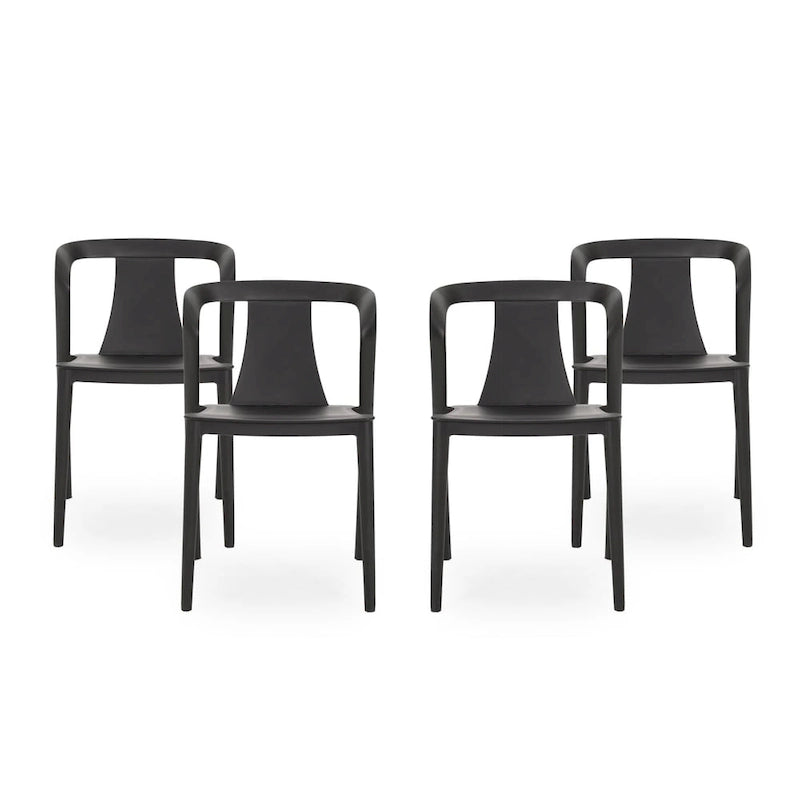 4-Piece Stackable Polypropylene Dining Chair Set Weather-Resistant