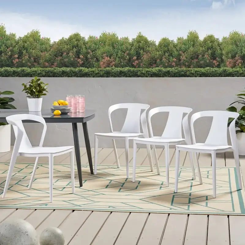 4-Piece Stackable Polypropylene Dining Chair Set Weather-Resistant