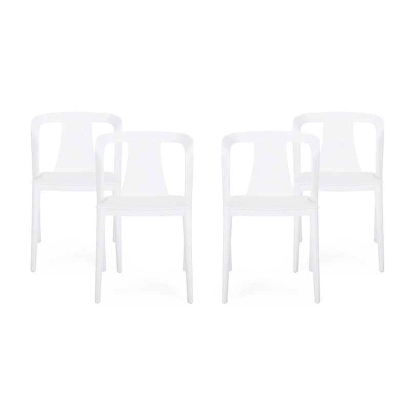 4-Piece Stackable Polypropylene Dining Chair Set Weather-Resistant