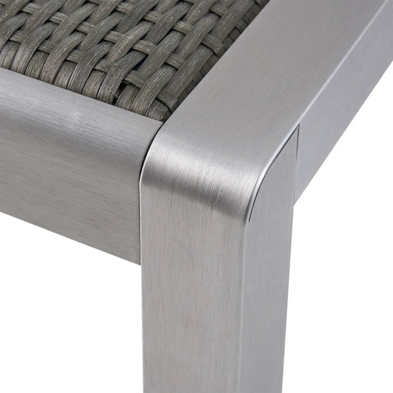 5-Piece Aluminum Patio Dining Set Silver 4 Armchairs 1 Square Table