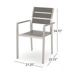 5-Piece Aluminum Patio Dining Set Silver 4 Armchairs 1 Square Table