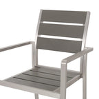 5-Piece Aluminum Patio Dining Set Silver 4 Armchairs 1 Square Table