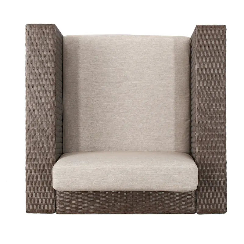3-Piece Wicker Swivel Chat Set 2 Club Chairs 1 Table with Cushions for 2 People
