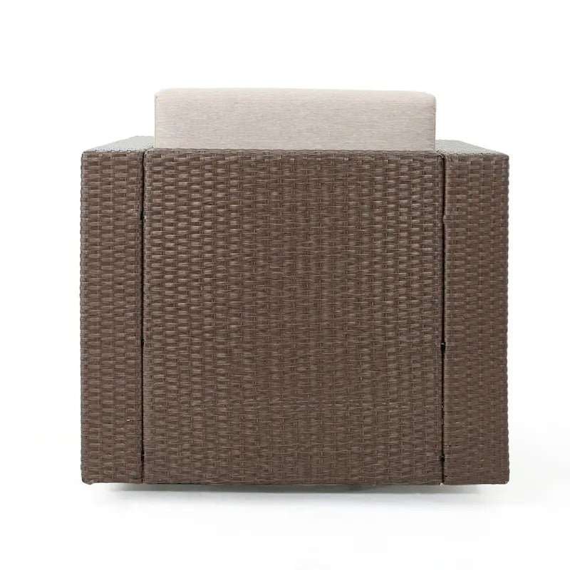 3-Piece Wicker Swivel Chat Set 2 Club Chairs 1 Table with Cushions for 2 People