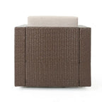 3-Piece Wicker Swivel Chat Set 2 Club Chairs 1 Table with Cushions for 2 People