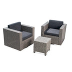 3-Piece Wicker Swivel Chat Set 2 Club Chairs 1 Table with Cushions for 2 People