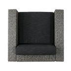 3-Piece Wicker Swivel Chat Set 2 Club Chairs 1 Table with Cushions for 2 People