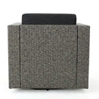 3-Piece Wicker Swivel Chat Set 2 Club Chairs 1 Table with Cushions for 2 People
