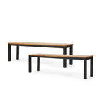 Lindsey Acacia Wood and Iron Outdoor Dining Bench by Christopher Knight Home