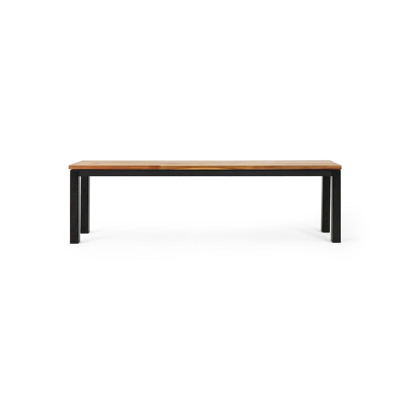 Lindsey Acacia Wood and Iron Outdoor Dining Bench by Christopher Knight Home