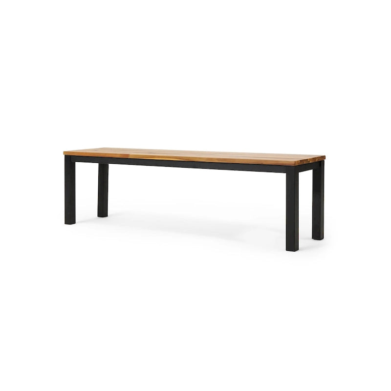 Lindsey Acacia Wood and Iron Outdoor Dining Bench by Christopher Knight Home