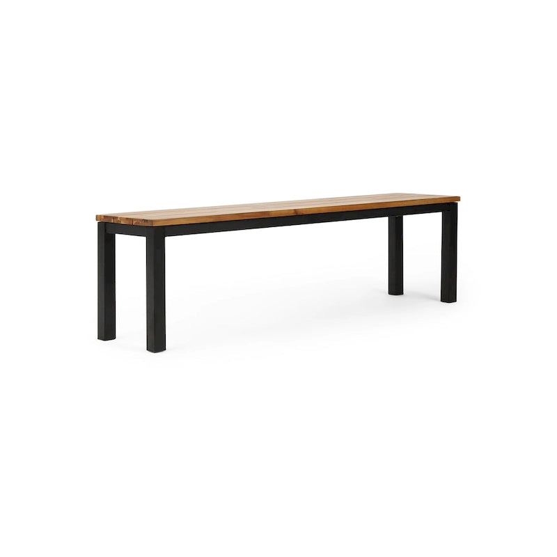 Lindsey Acacia Wood and Iron Outdoor Dining Bench by Christopher Knight Home