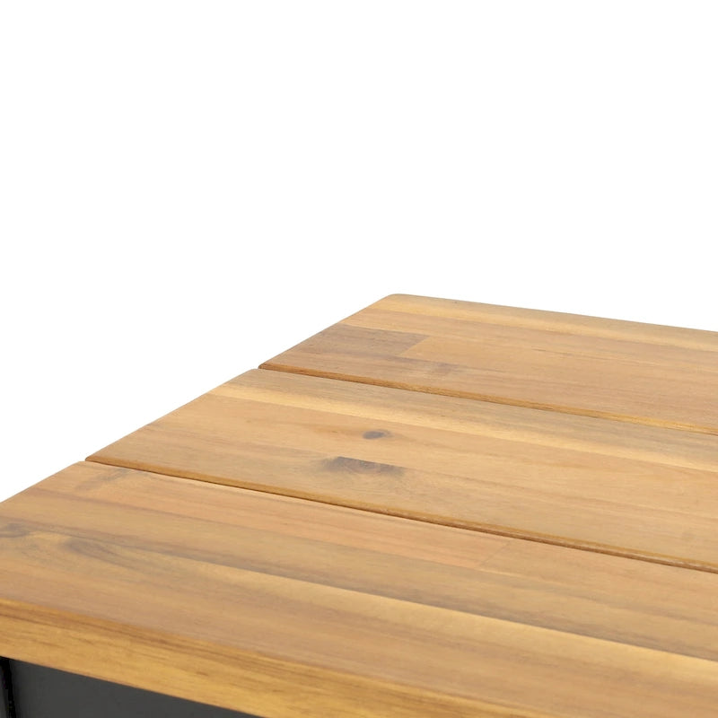 Lindsey Acacia Wood and Iron Outdoor Dining Bench by Christopher Knight Home