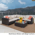 6-Piece PE Wicker Sectional Set with Cushions 1 Corner 2 Armless 2 Armchairs 1 Table