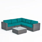6-Piece PE Wicker Sectional Set with Cushions 1 Corner 2 Armless 2 Armchairs 1 Table