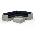 6-Piece PE Wicker Sectional Set with Cushions 1 Corner 2 Armless 2 Armchairs 1 Table