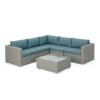 6-Piece PE Wicker Sectional Set with Cushions 1 Corner 2 Armless 2 Armchairs 1 Table