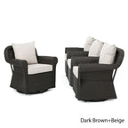 Amaya Outdoor Wicker Swivel Rocking Chair with Cushion (Set of 4) by Christopher Knight Home