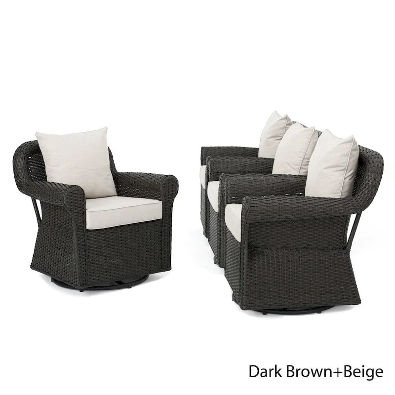 Amaya Outdoor Wicker Swivel Rocking Chair with Cushion (Set of 4) by Christopher Knight Home