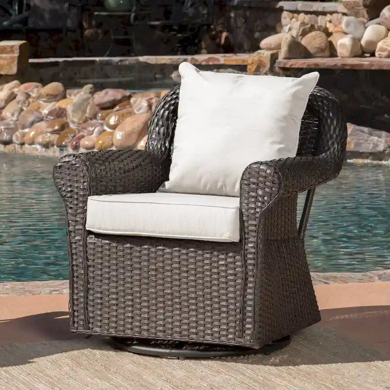 Amaya Outdoor Wicker Swivel Rocking Chair with Cushion (Set of 4) by Christopher Knight Home