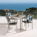 5-Piece Patio Dining Set for 4 People Gray Faux Wood Table Wicker Chairs