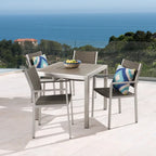 Cape Coral Outdoor 4-Seater Aluminum and Faux Wood Dining Set by Christopher Knight Home