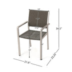 5-Piece Patio Dining Set for 4 People Gray Faux Wood Table Wicker Chairs