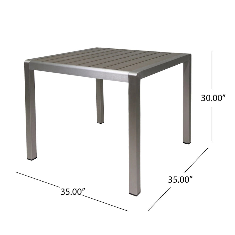 5-Piece Patio Dining Set for 4 People Gray Faux Wood Table Wicker Chairs