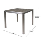 5-Piece Patio Dining Set for 4 People Gray Faux Wood Table Wicker Chairs