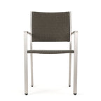 5-Piece Patio Dining Set for 4 People Gray Faux Wood Table Wicker Chairs