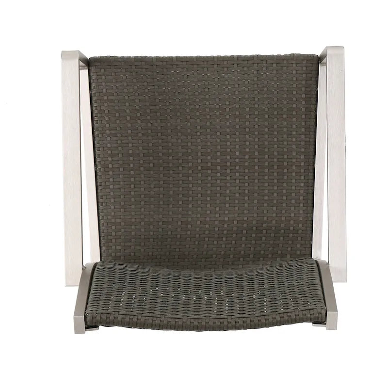5-Piece Patio Dining Set for 4 People Gray Faux Wood Table Wicker Chairs