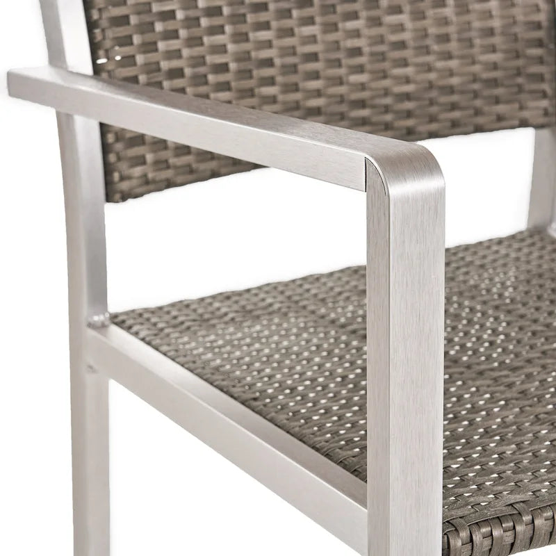 5-Piece Patio Dining Set for 4 People Gray Faux Wood Table Wicker Chairs