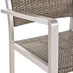 5-Piece Patio Dining Set for 4 People Gray Faux Wood Table Wicker Chairs