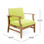 4-Piece Acacia Wood Club Chair Set Gray Frame with Cushions for 4 People
