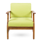 4-Piece Acacia Wood Club Chair Set Gray Frame with Cushions for 4 People